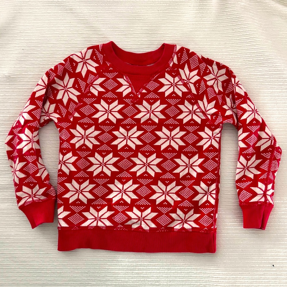 Hanna Andersson Holiday Pullover Sweatshirt Scandi Snowflake Print Size 6-7